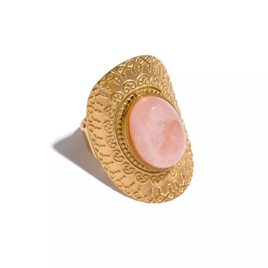 Bohemian Style Pink Stone Enid Statement Ring