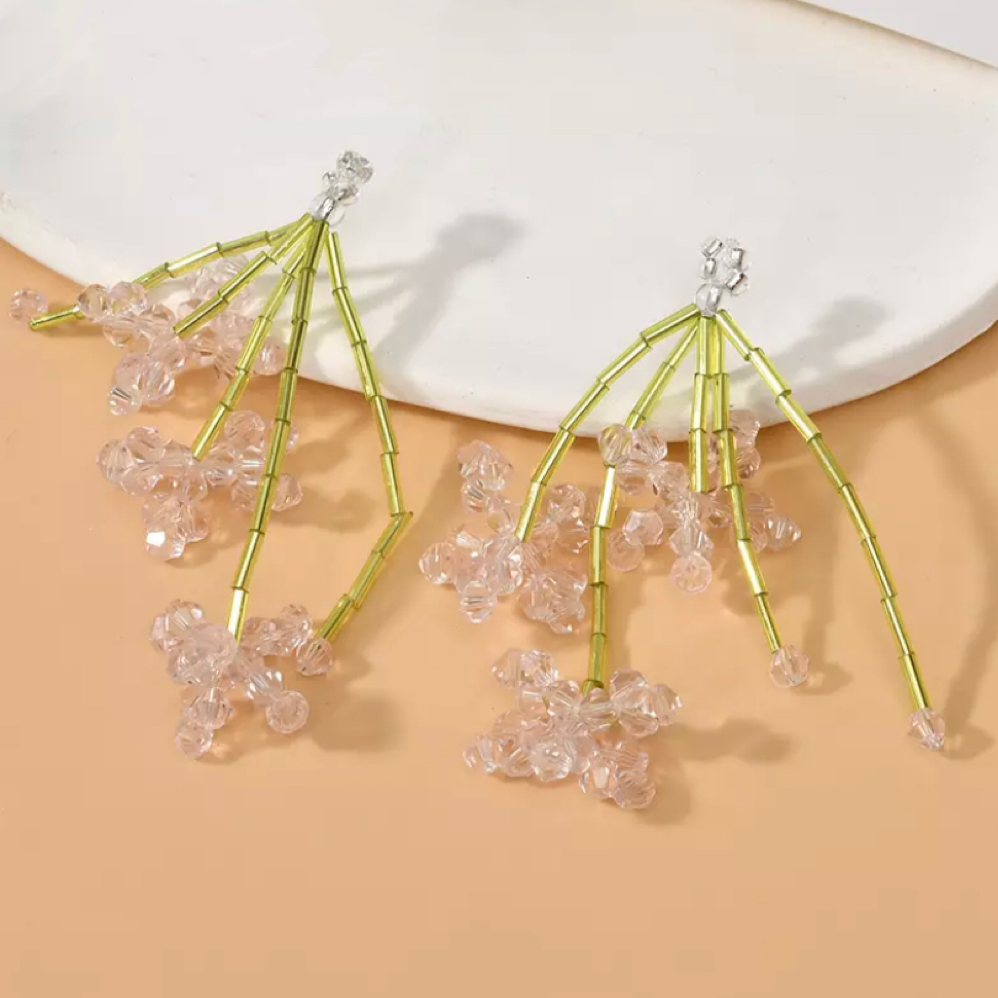 Flora Exquisite Glass Bead Flower Bloom Earrings