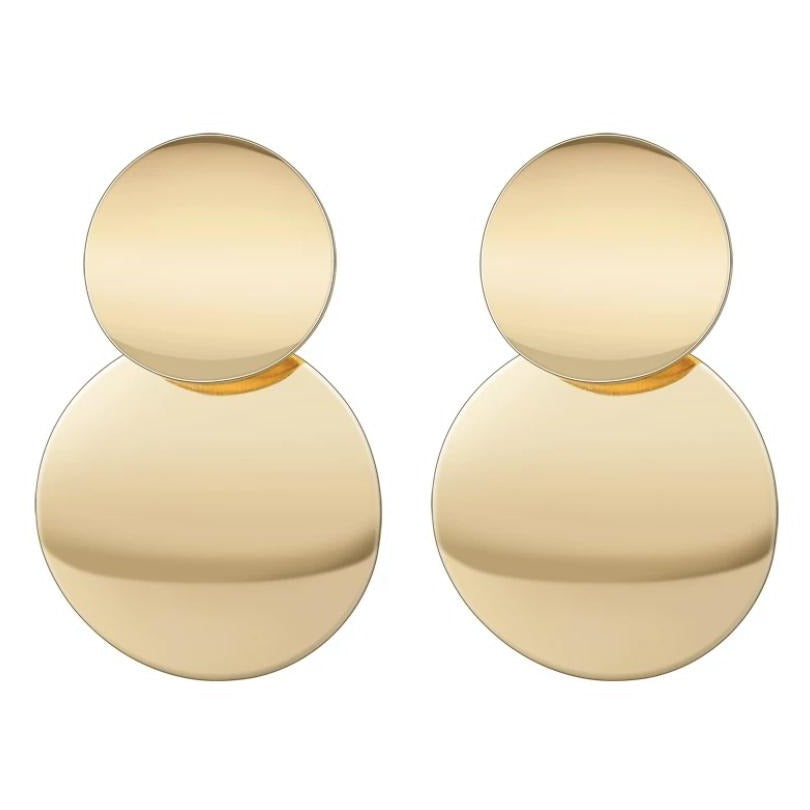 Gold Dual Disc Charm Earrings