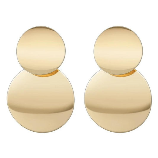 Gold Dual Disc Charm Earrings