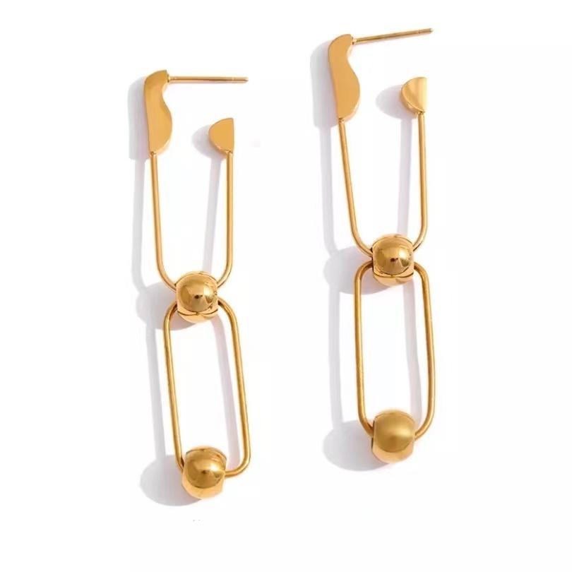 Gold-Plated Pin Link Earrings