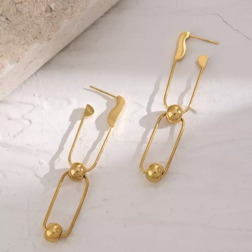 Gold-Plated Pin Link Earrings