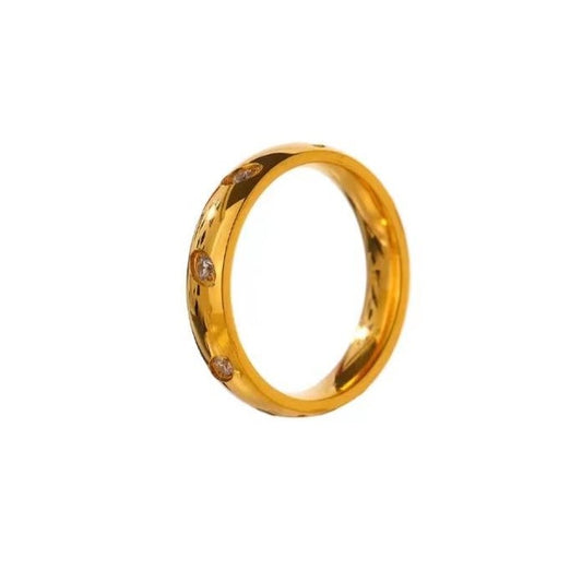 18K Gold plated Classic Crystal Band Ring