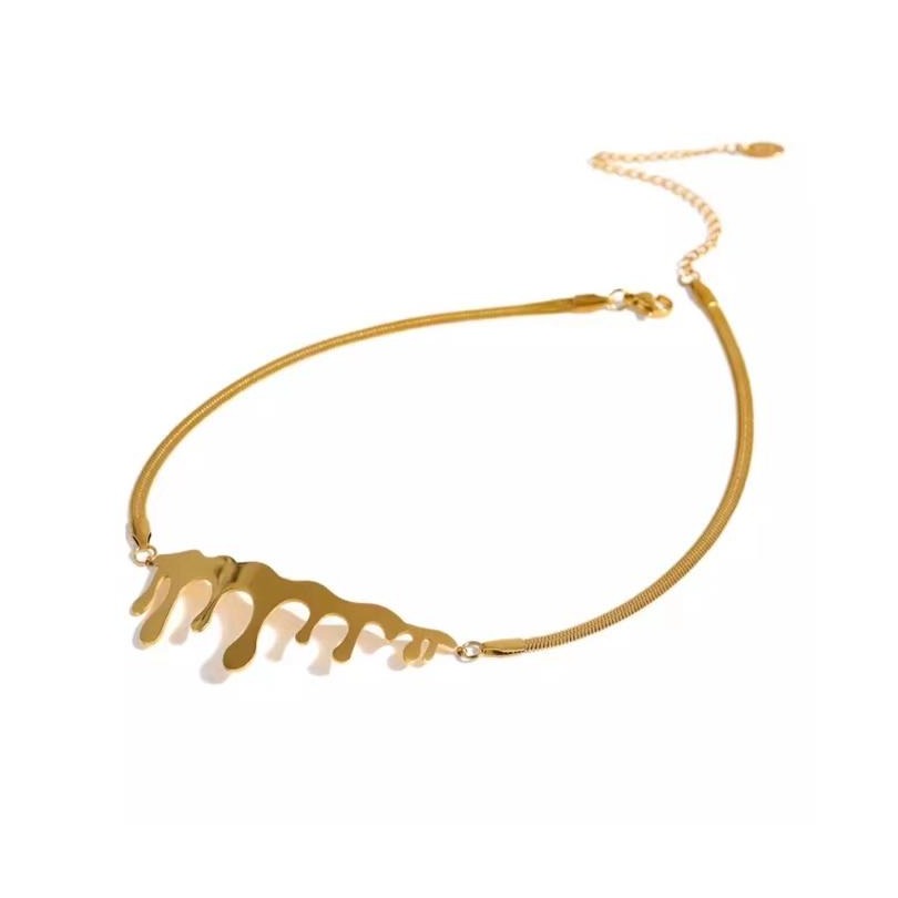 Gold Plated Drip Statement Choker Necklace