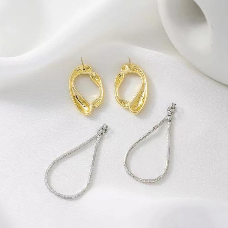 Geometric Accent Drop-shaped Crystal Artistic Earrings