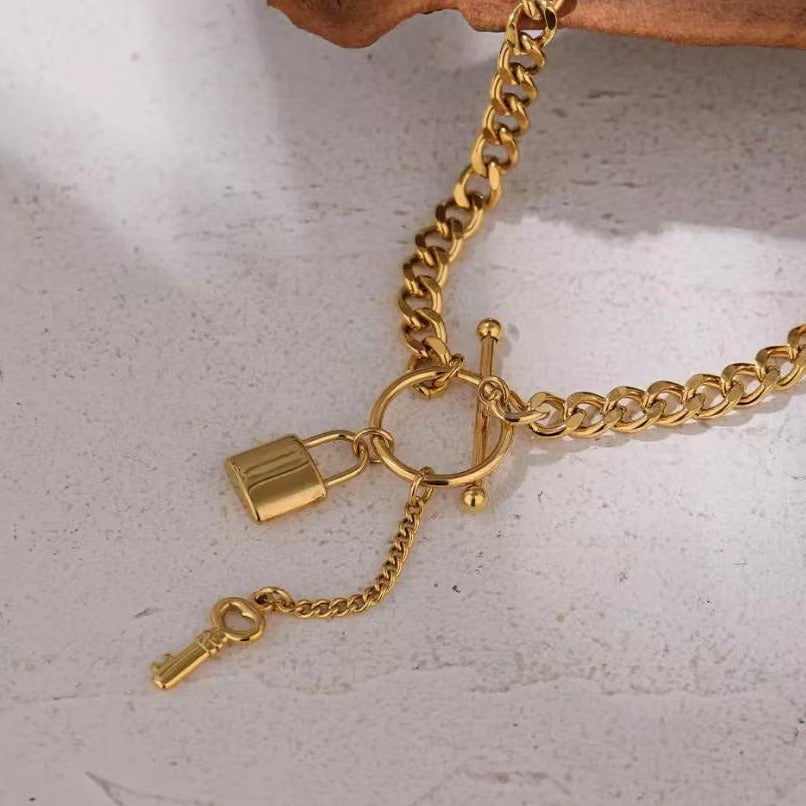 Key & Lock Charm Necklace