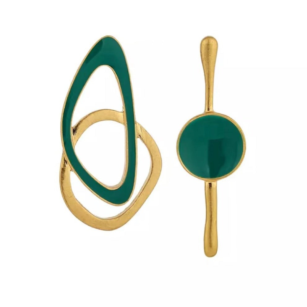 Asymmetric Turquoise Green Statement Earrings