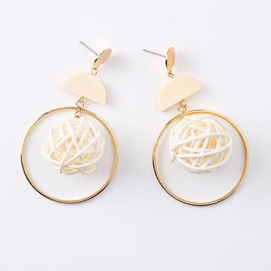 White Braided Geometry Earrings