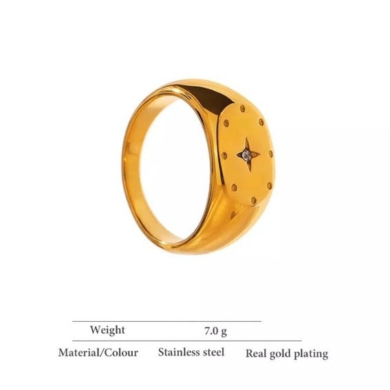 Gold-plated Star Signet Ring