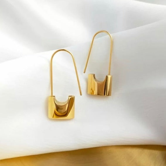 Safety Pin Style Lock Earrings