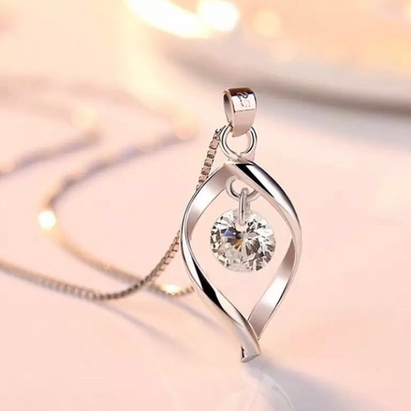 Sterling Silver Hollow Twisted Pendant Necklace