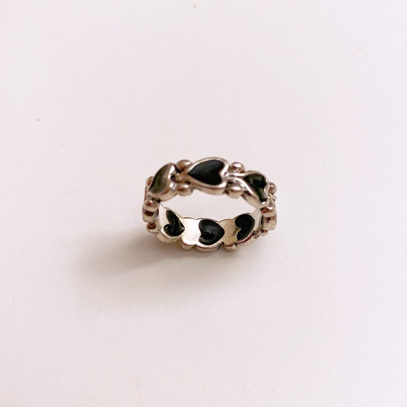Vintage Style Stacking Heart Ring - Black