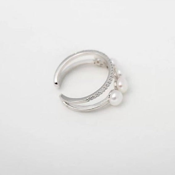Faux Pearl Stacking Crystal Ring