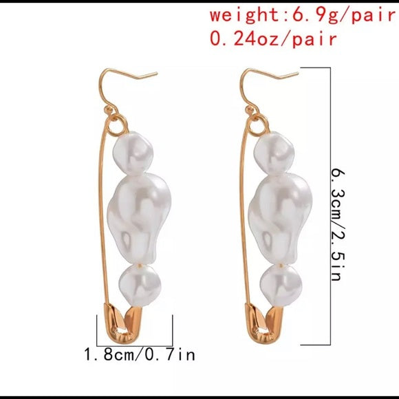 Baroque Style Safety Pin Earrings