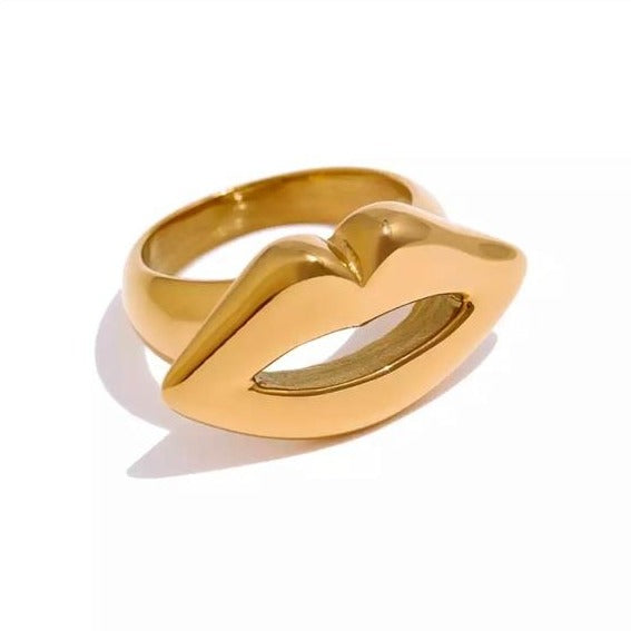 Gold plated Lip Shape Statement Ring