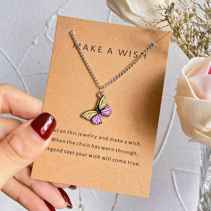 Make A Wish Butterfly Pendant Necklace